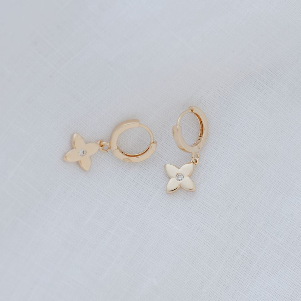 Clover Charm Hoops