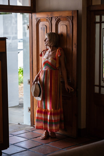 Flow Bow-detail Dress - Bold Stripes