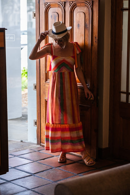 Flow Bow-detail Dress - Bold Stripes