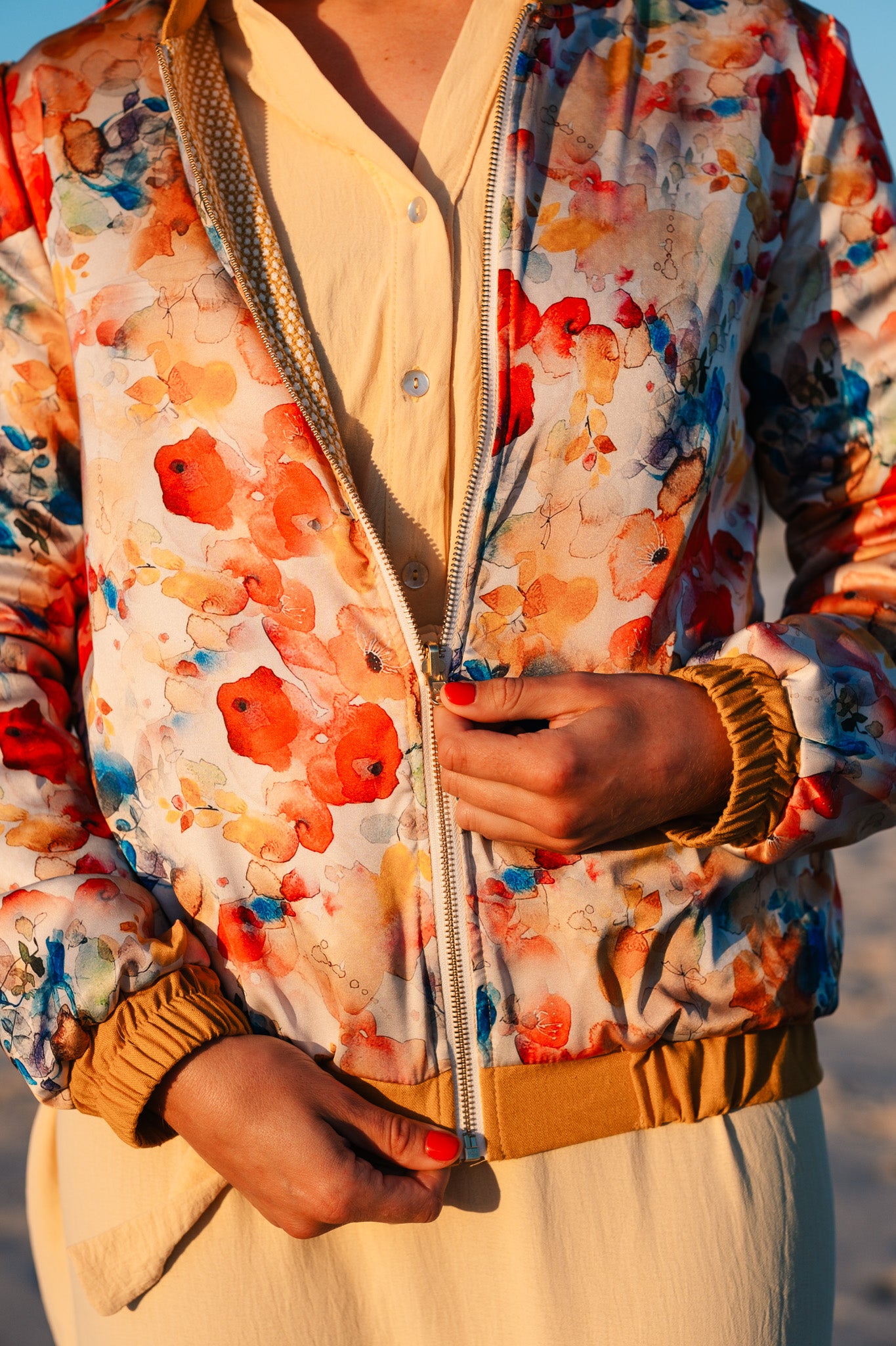 Sjiek Reversible Bomber Jacket - Yellow Bouclé