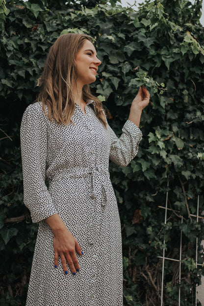 White Spotted Button-through Dress