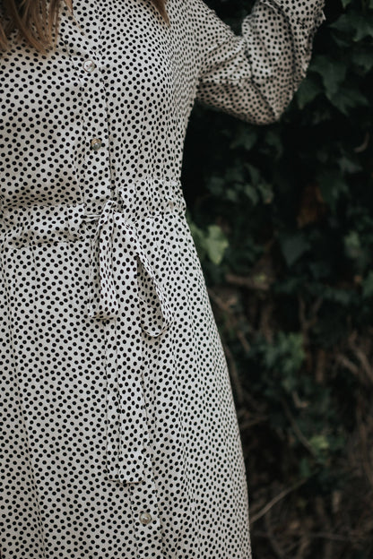 White Spotted Button-through Dress