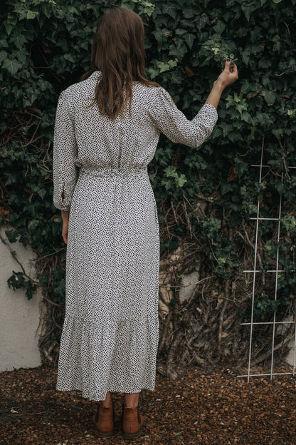 White Spotted Button-through Dress