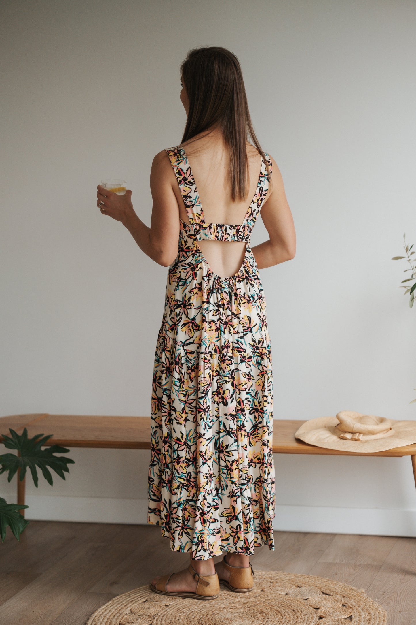 Cut-out Floral Maxi Dress