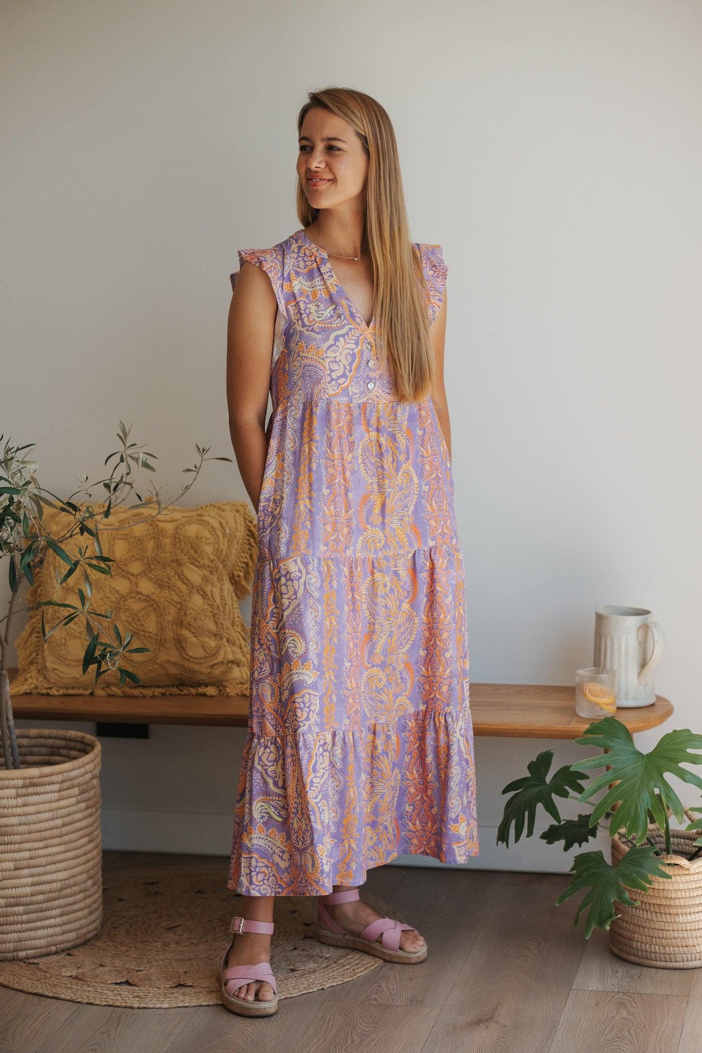 Serenity Lilac Linen Dress