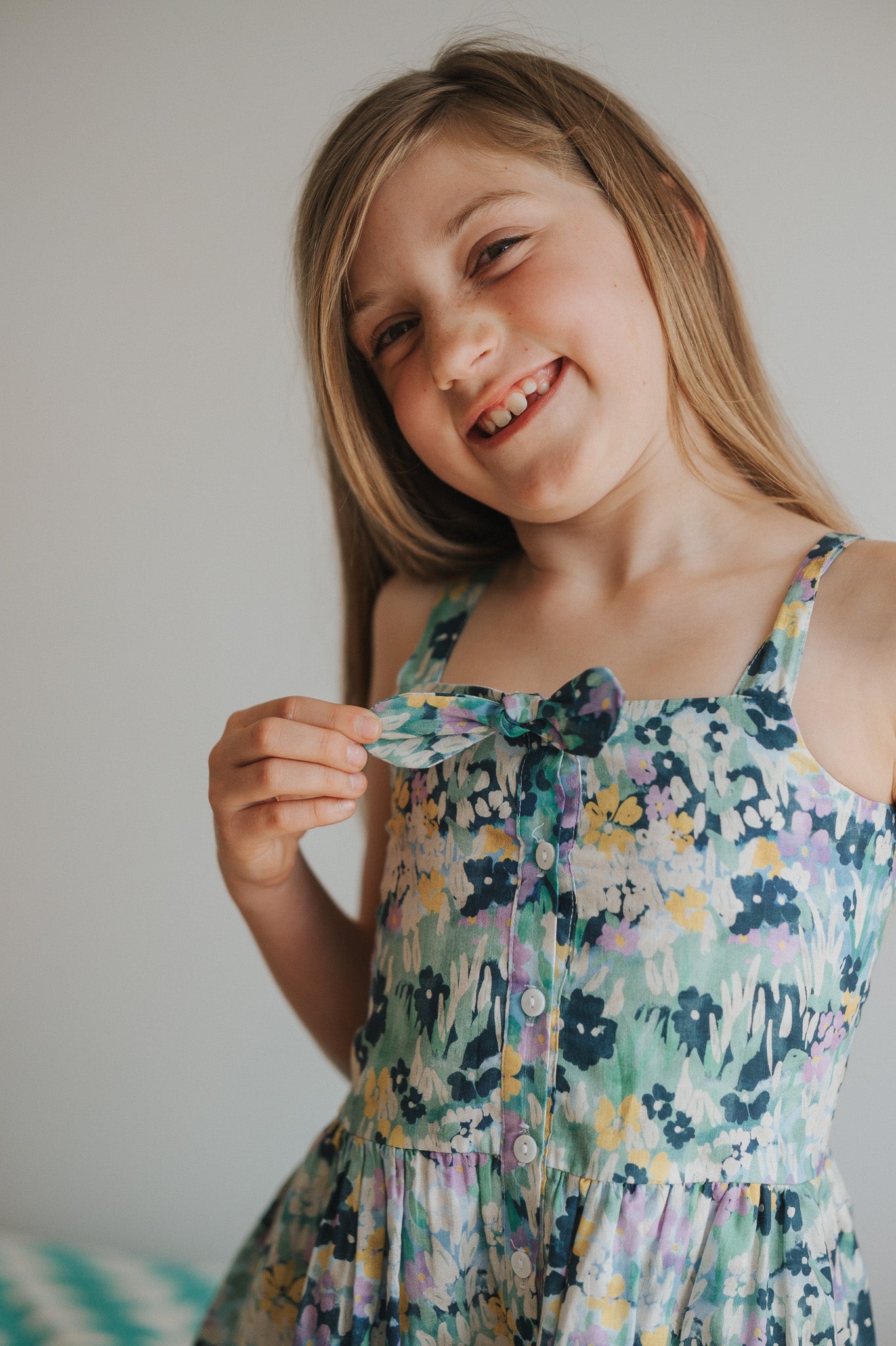 Little Smock Tea Dress - Blue Florals