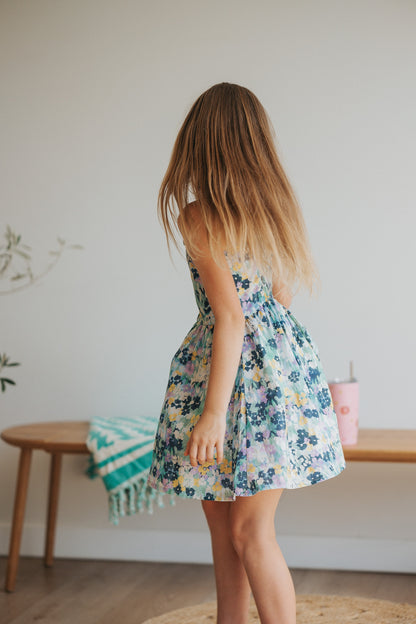 Little Smock Tea Dress - Blue Florals
