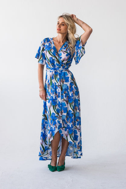 Ilze wrap dress - Blue Floral