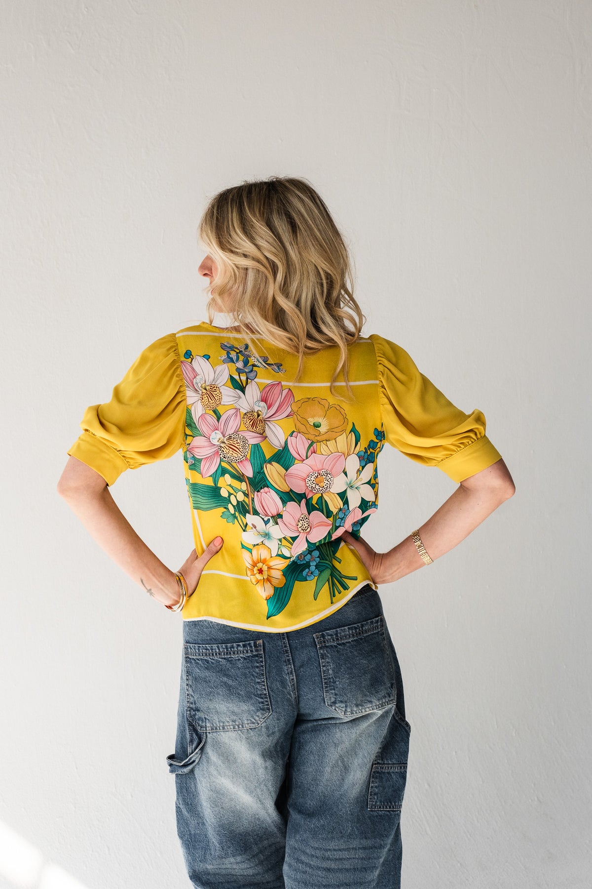 Lillies of the field Blouse - Yellow Botanical Florals