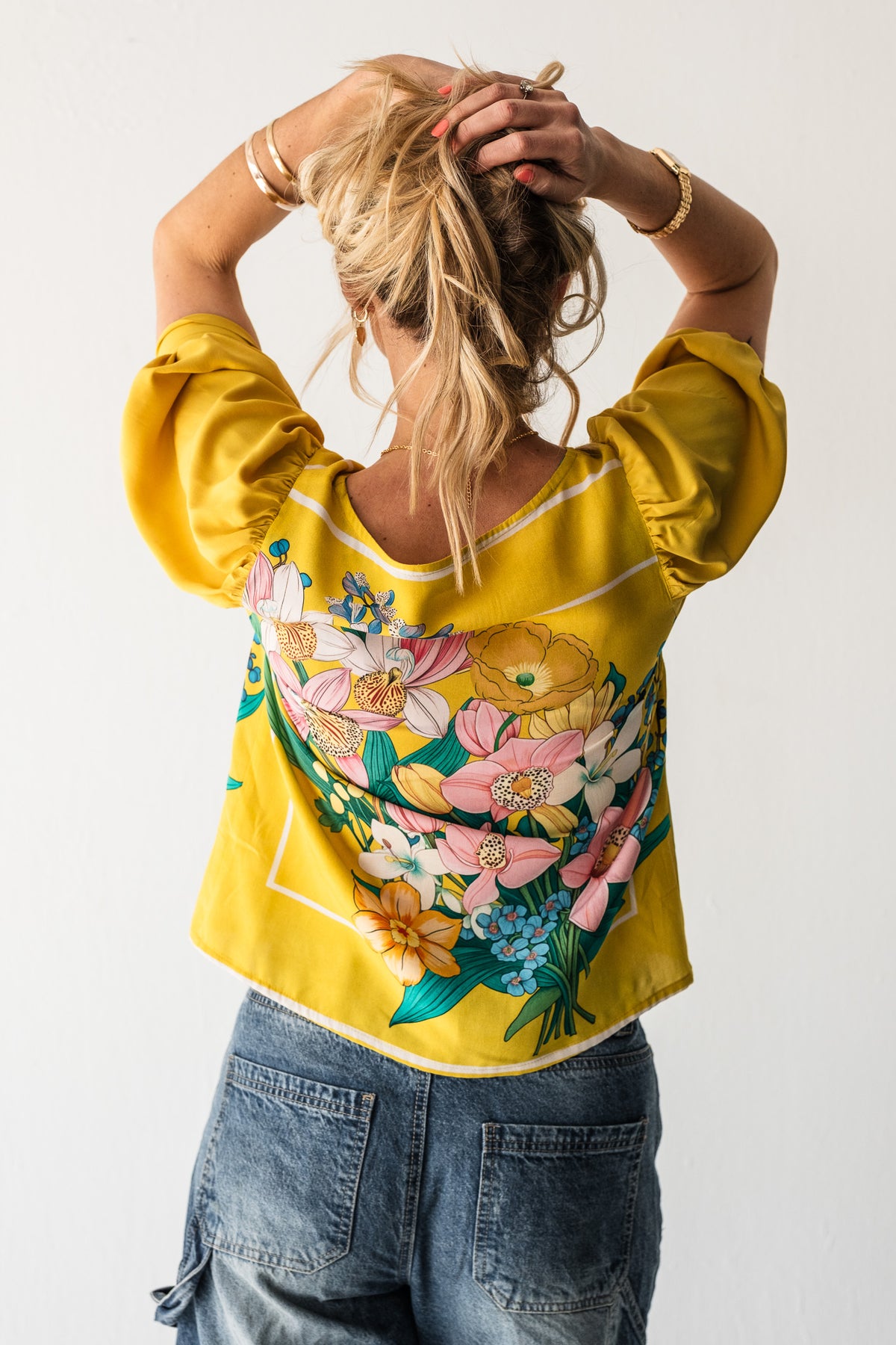 Lillies of the field Blouse - Yellow Botanical Florals