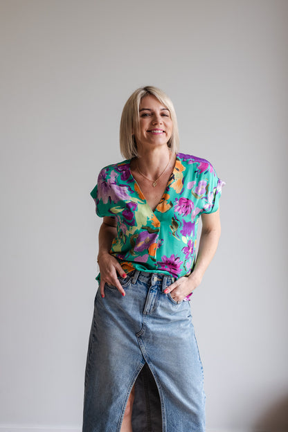 Journey Blouse - Green Floral
