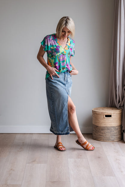 Journey Blouse - Green Floral