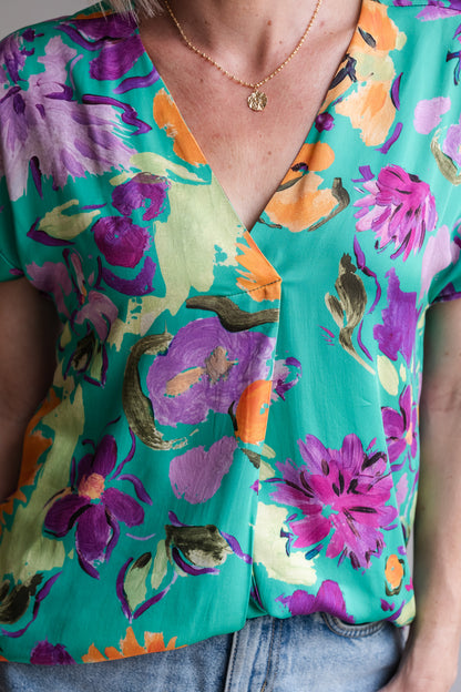 Journey Blouse - Green Floral