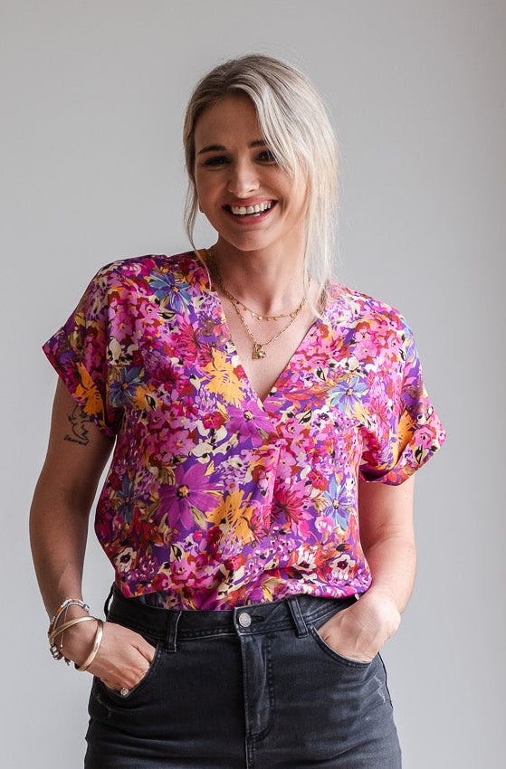 Journey Blouse - Purple Floral