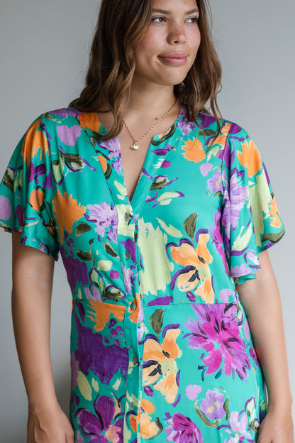 Claire Dress - Soft Mint Floral