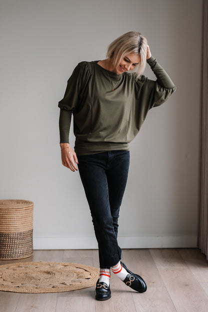 Lieke Knit Top - Olive