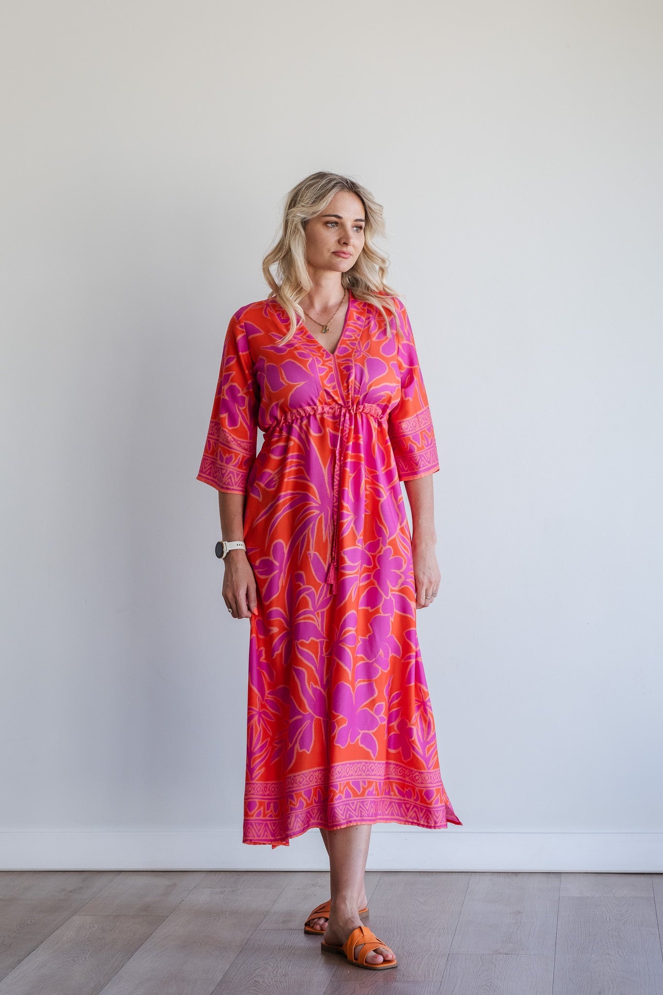 Heart Kaftan Dress - Coral