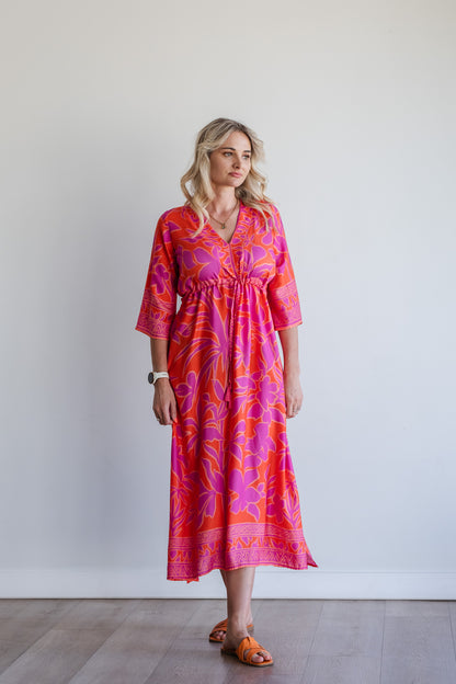 Heart Kaftan Dress - Coral