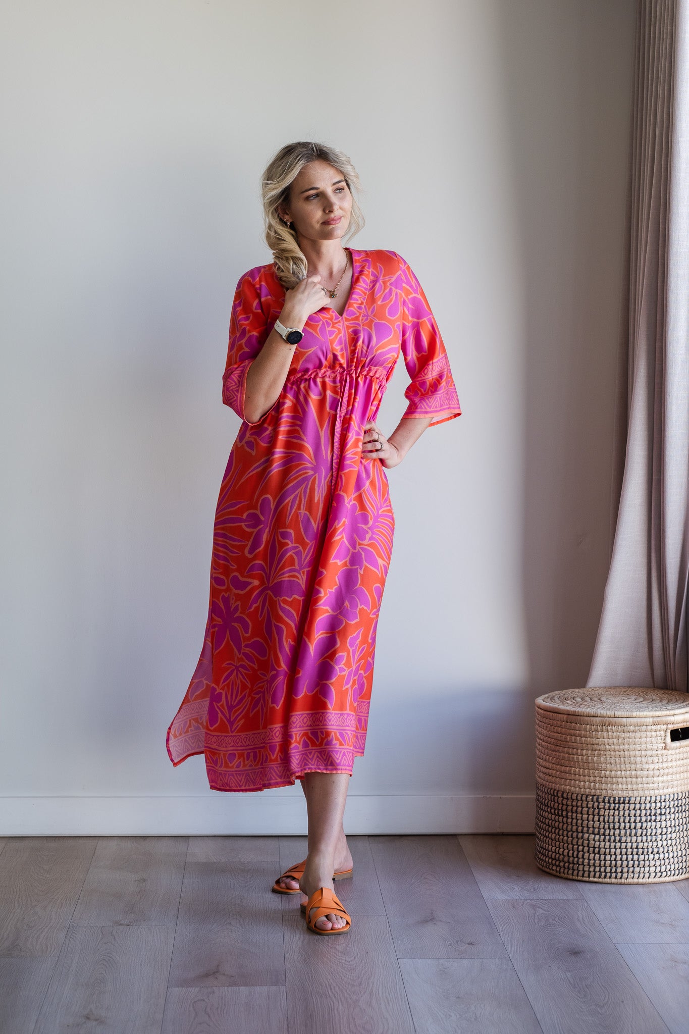 Heart Kaftan Dress - Coral