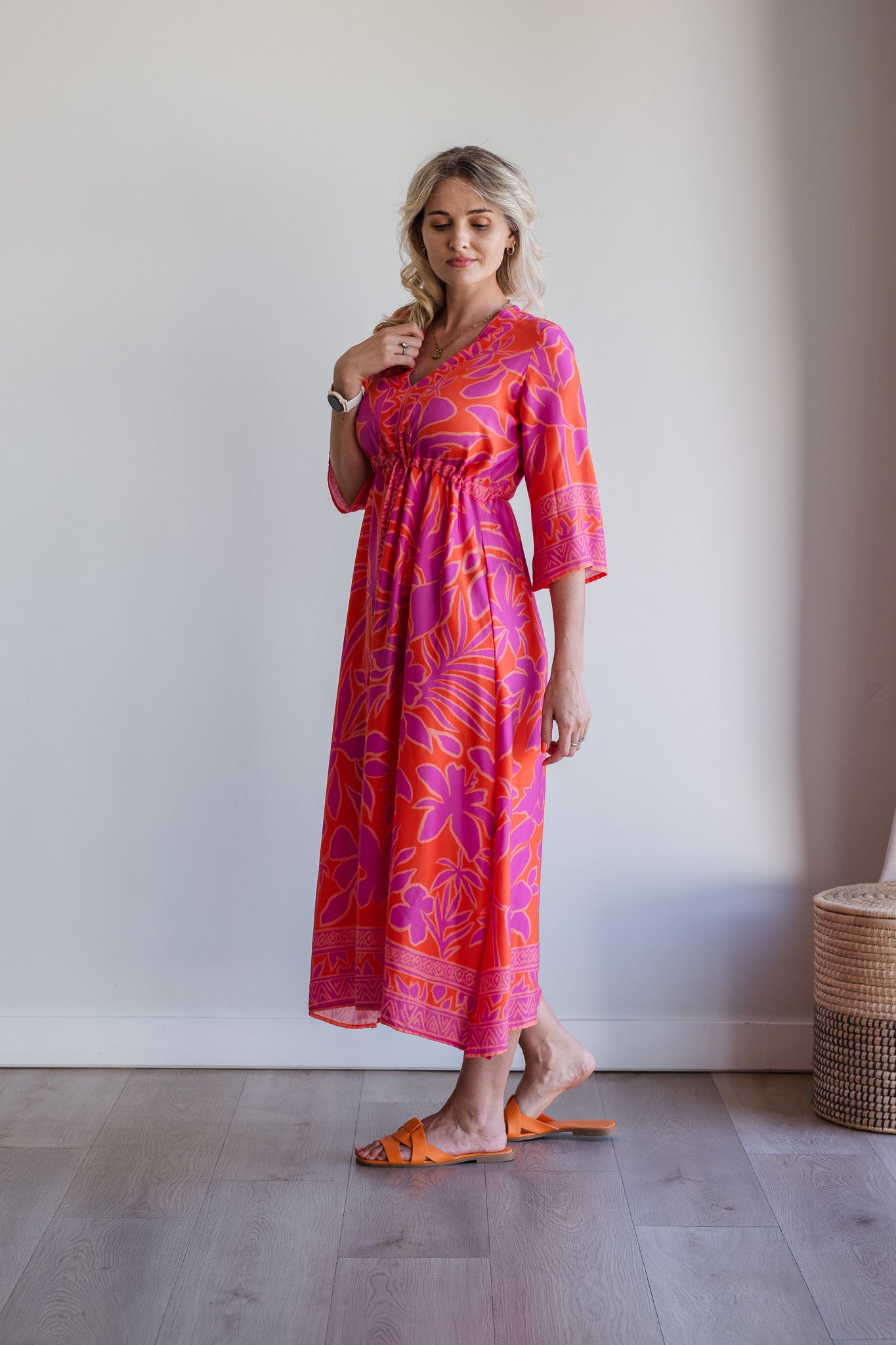 Heart Kaftan Dress - Coral