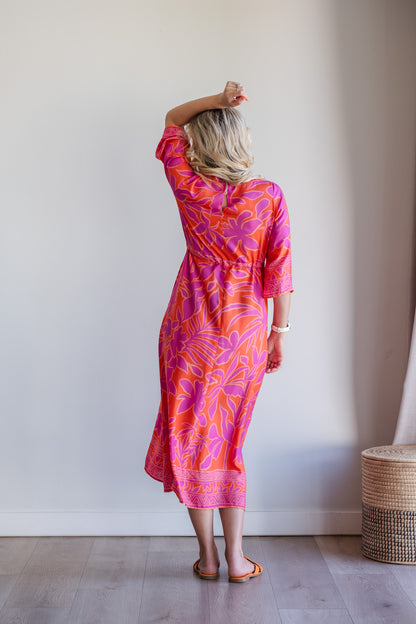 Heart Kaftan Dress - Coral