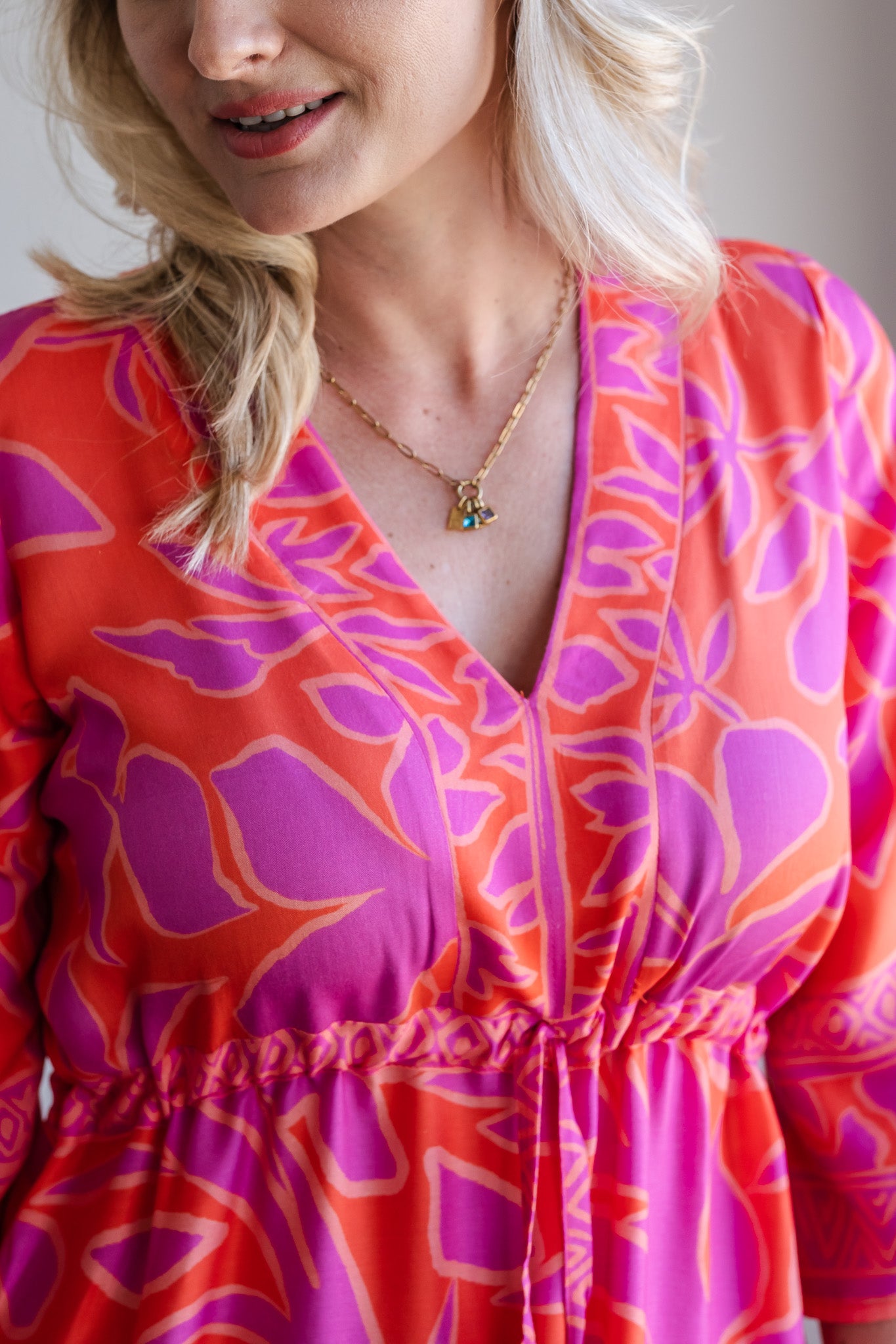 Heart Kaftan Dress - Coral