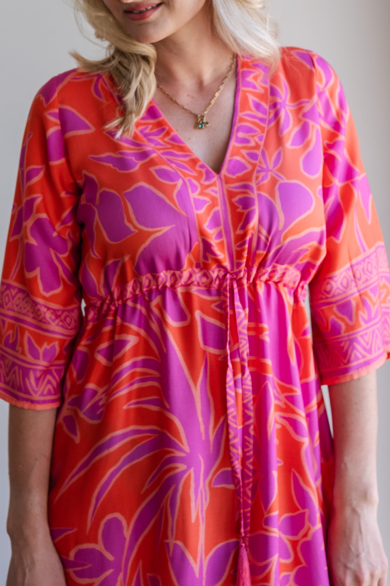 Heart Kaftan Dress - Coral