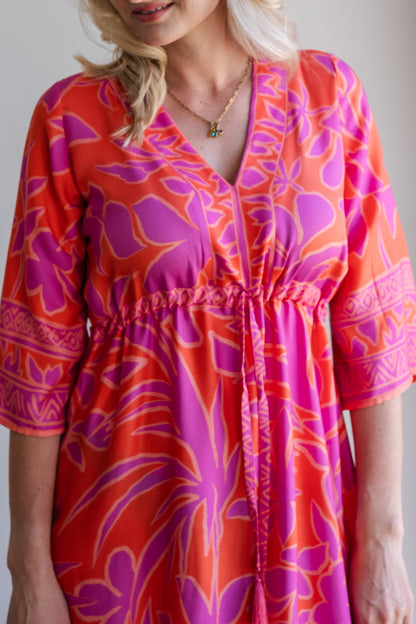 Heart Kaftan Dress - Coral