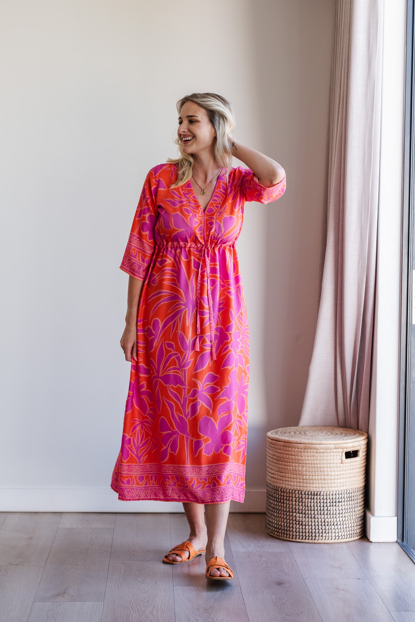 Heart Kaftan Dress - Coral