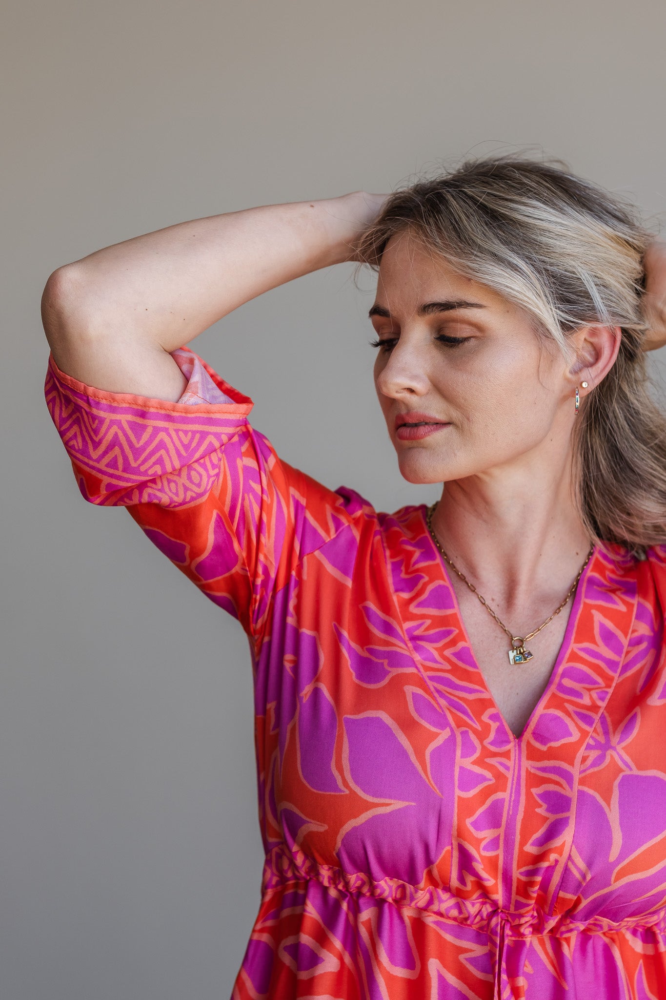 Heart Kaftan Dress - Coral