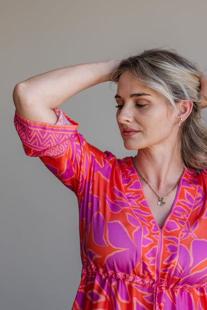 Heart Kaftan Dress - Coral