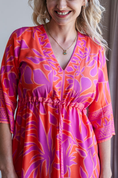 Heart Kaftan Dress - Coral