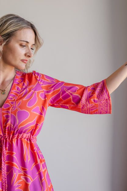 Heart Kaftan Dress - Coral