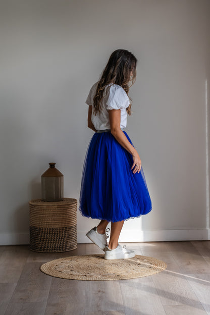 Bubble Mesh Skirt - Cobalt Blue