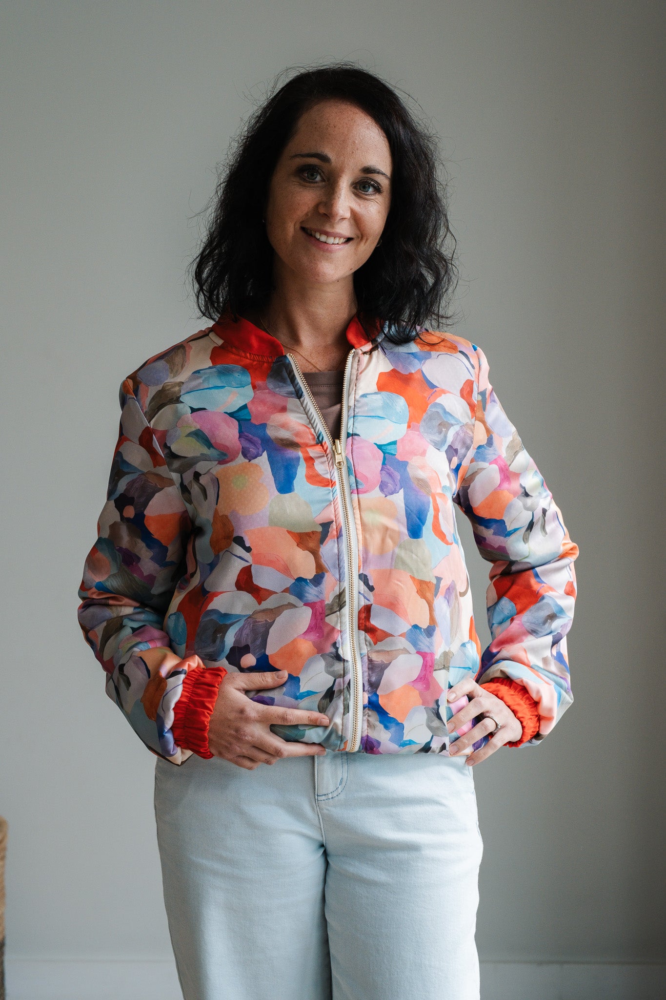 Sjiek Reversible Bomber Jacket - Coral Orange Bouclé