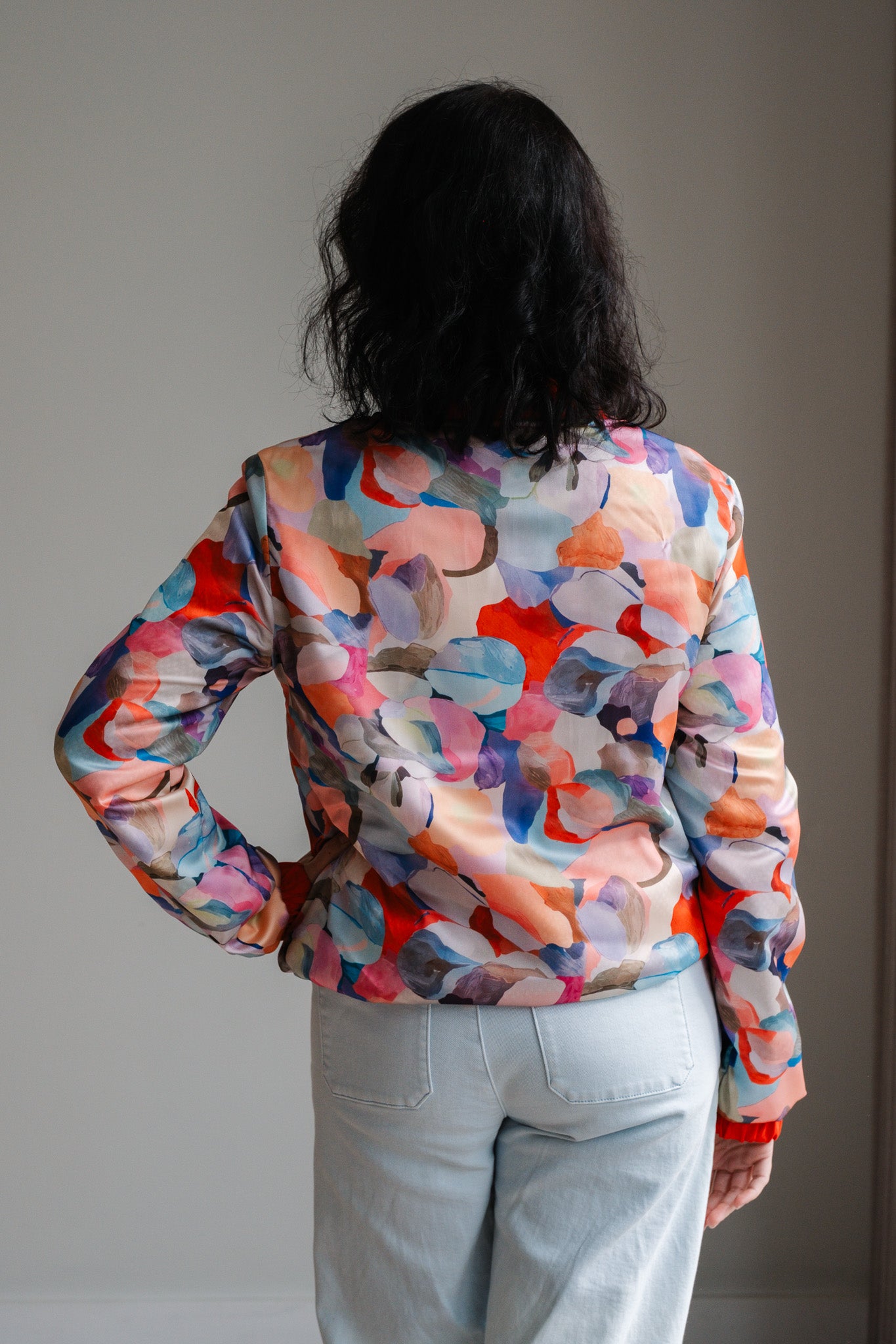 Sjiek Reversible Bomber Jacket - Coral Orange Bouclé