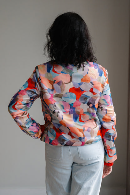 Sjiek Reversible Bomber Jacket - Coral Orange Bouclé