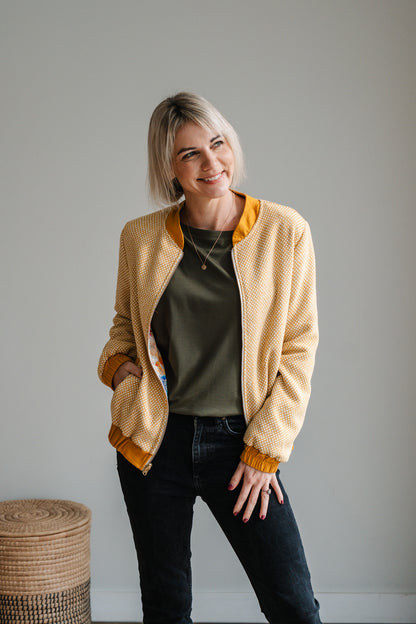 Sjiek Reversible Bomber Jacket - Yellow Bouclé