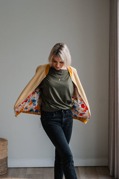 Sjiek Reversible Bomber Jacket - Yellow Bouclé