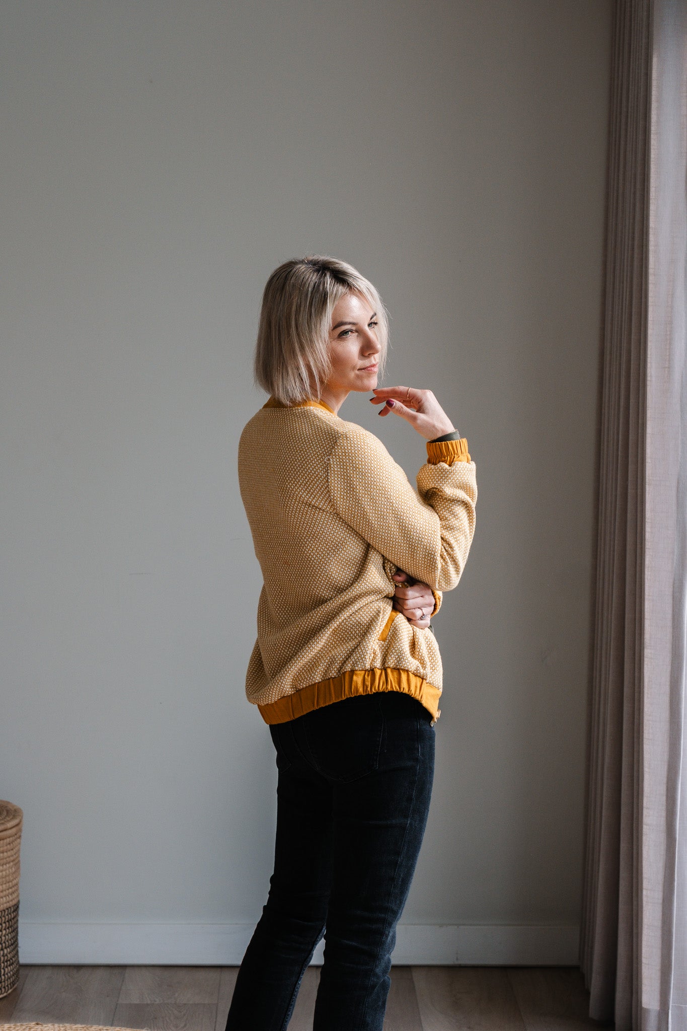 Sjiek Reversible Bomber Jacket - Yellow Bouclé