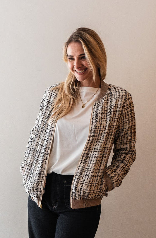 Sjiek Reversible Bomber Jacket - White Bouclé