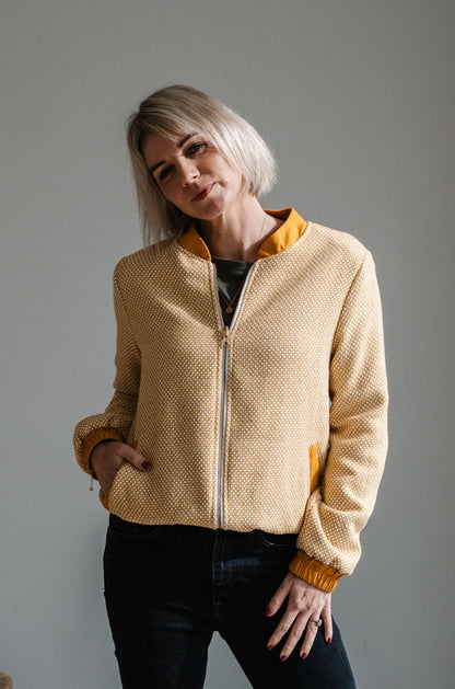Sjiek Reversible Bomber Jacket - Yellow Bouclé