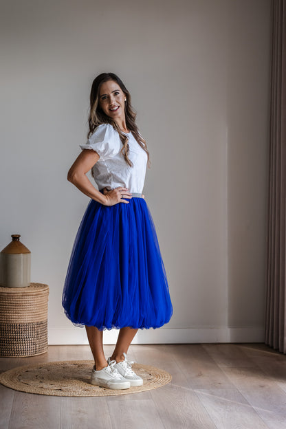 Bubble Mesh Skirt - Cobalt Blue