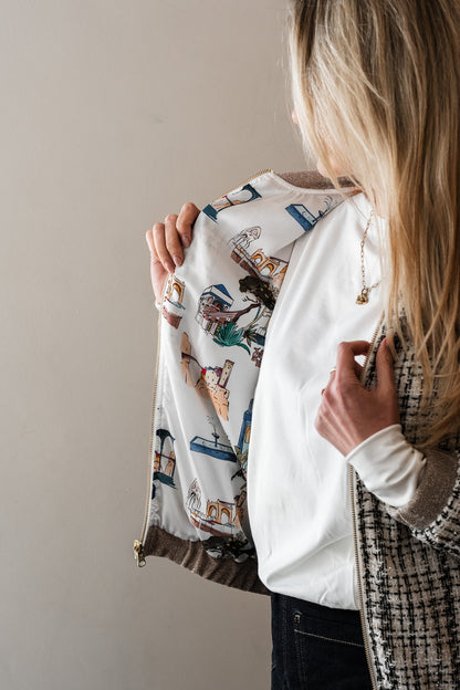 Sjiek Reversible Bomber Jacket - White Bouclé