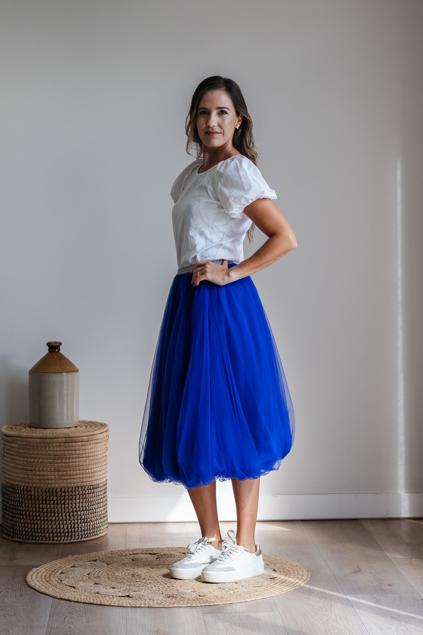 Bubble Mesh Skirt - Cobalt Blue