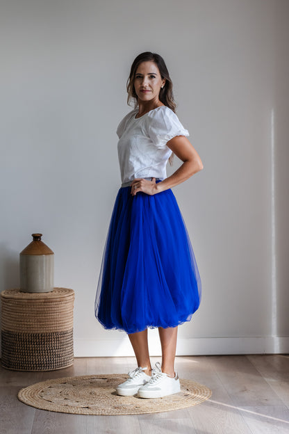 Bubble Mesh Skirt - Cobalt Blue