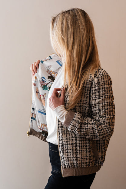 Sjiek Reversible Bomber Jacket - White Bouclé