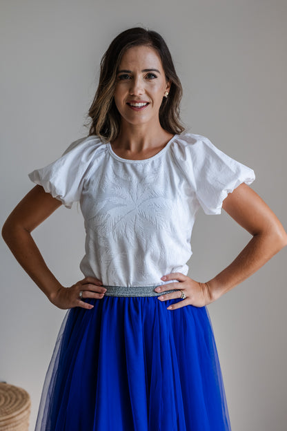 Bubble Mesh Skirt - Cobalt Blue