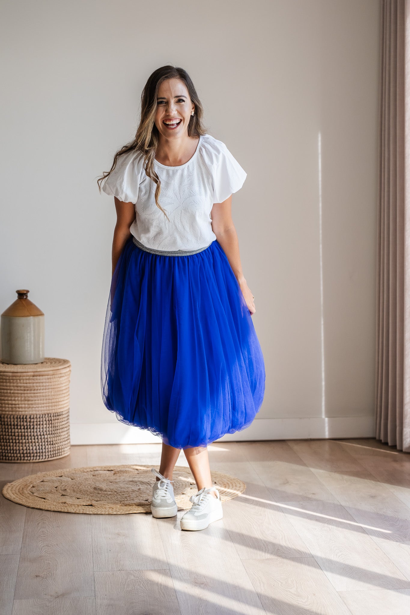 Bubble Mesh Skirt - Cobalt Blue