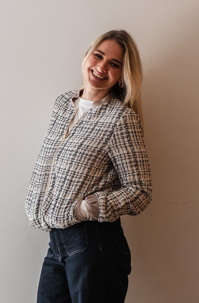Sjiek Reversible Bomber Jacket - White Bouclé